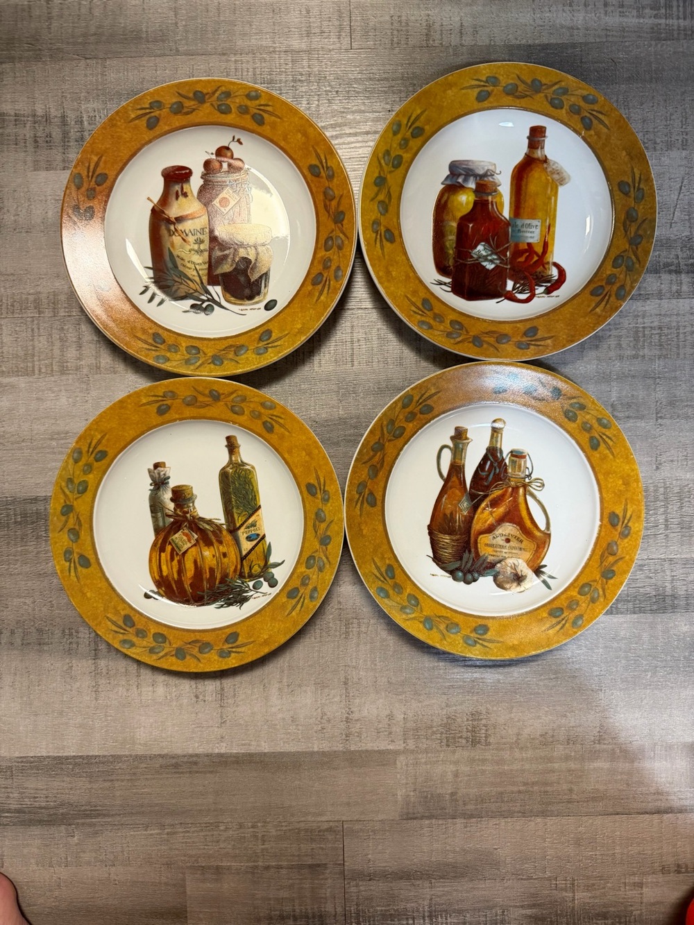 Cypress Home Olive Oil Salad Dessert Plates Set of 4 8.25” Tuscan Olive Branch